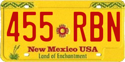 NM license plate 455RBN