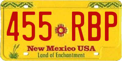 NM license plate 455RBP