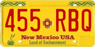 NM license plate 455RBQ