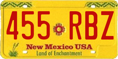 NM license plate 455RBZ