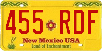 NM license plate 455RDF