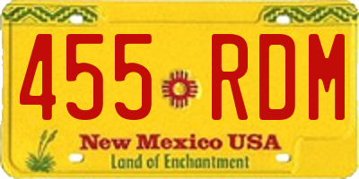 NM license plate 455RDM