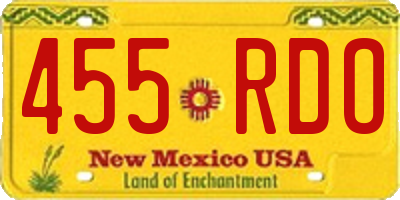 NM license plate 455RDO