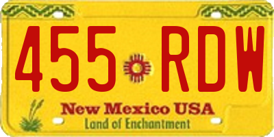 NM license plate 455RDW