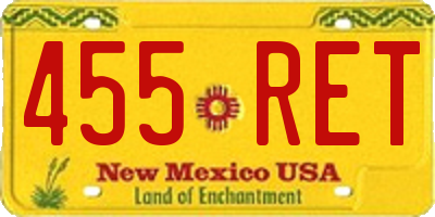 NM license plate 455RET