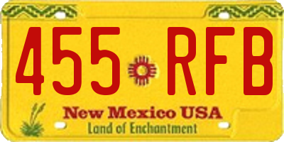NM license plate 455RFB