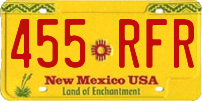 NM license plate 455RFR