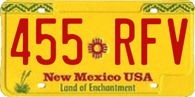 NM license plate 455RFV