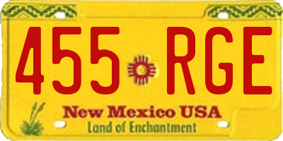 NM license plate 455RGE