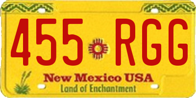 NM license plate 455RGG
