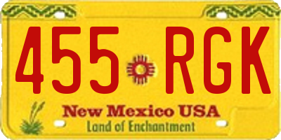 NM license plate 455RGK