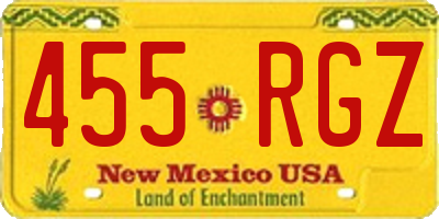 NM license plate 455RGZ