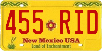 NM license plate 455RID