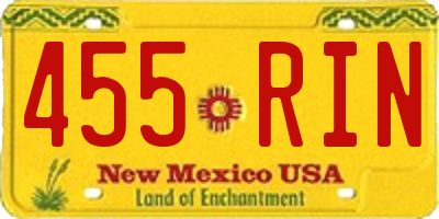 NM license plate 455RIN