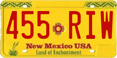 NM license plate 455RIW