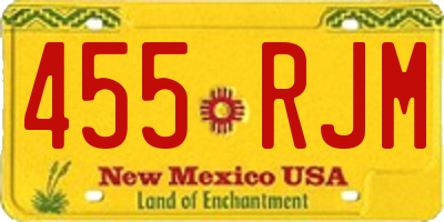 NM license plate 455RJM