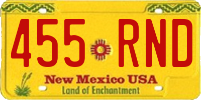 NM license plate 455RND
