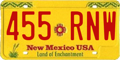NM license plate 455RNW