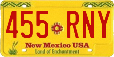 NM license plate 455RNY
