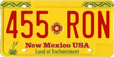 NM license plate 455RON