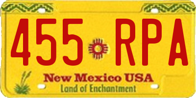 NM license plate 455RPA
