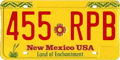 NM license plate 455RPB