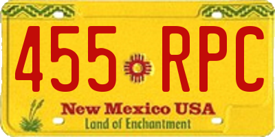 NM license plate 455RPC