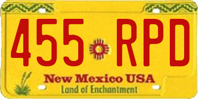 NM license plate 455RPD