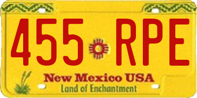 NM license plate 455RPE