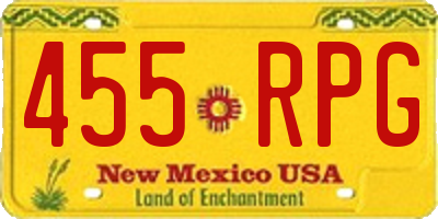 NM license plate 455RPG