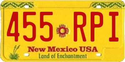 NM license plate 455RPI