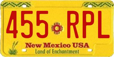 NM license plate 455RPL