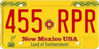 NM license plate 455RPR
