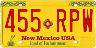 NM license plate 455RPW