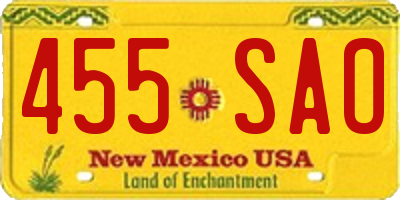 NM license plate 455SAO