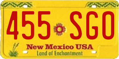 NM license plate 455SGO