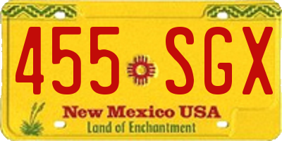 NM license plate 455SGX