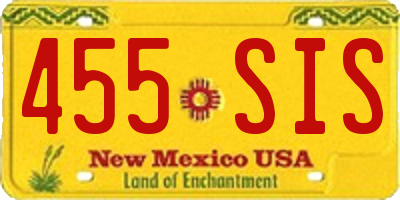 NM license plate 455SIS