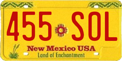 NM license plate 455SOL