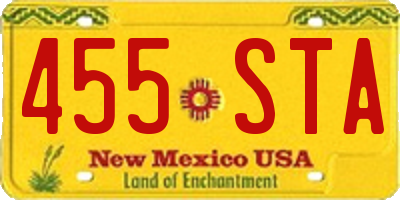 NM license plate 455STA