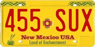 NM license plate 455SUX