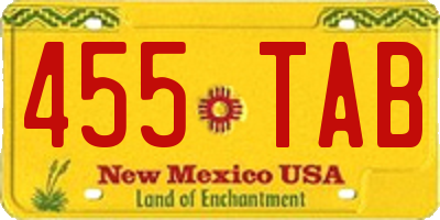 NM license plate 455TAB