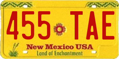 NM license plate 455TAE