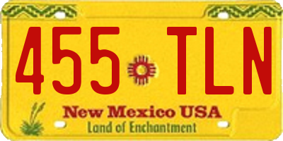 NM license plate 455TLN
