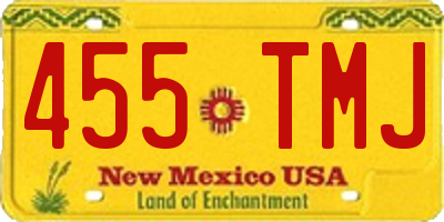 NM license plate 455TMJ
