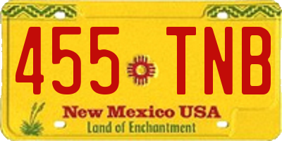 NM license plate 455TNB