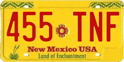 NM license plate 455TNF