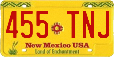 NM license plate 455TNJ
