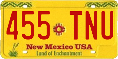 NM license plate 455TNU