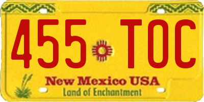 NM license plate 455TOC
